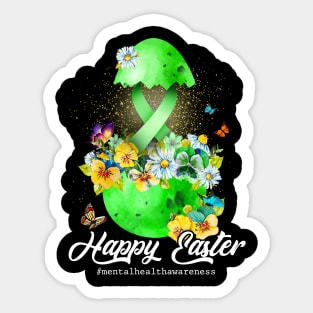 Happy Easter Mental Health Green Ribbon Awareness Sticker